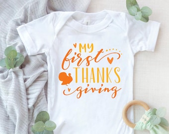 My First Thanksgiving SVG, Thanksgiving Outfit SVG, Baby SVG, Newborn, Holiday, Fall svg, Autumn svg, Turkey, Silhouette Cricut Cut File svg