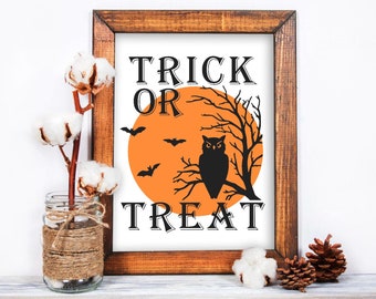 Trick Or Treat SVG, Halloween Sign SVG, Halloween SVG, Fall svg, Trick Or Treat Sign, Autumn Spooky Pumpkins, Silhouette Cricut Cut File svg