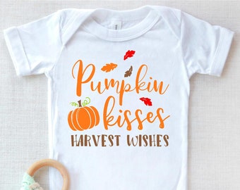 Pumpkin Kisses Harvest Wishes SVG, Fall SVG, Baby SVG, Autumn, Quote, Pumpkin, Thanksgiving svg, Halloween svg, Silhouette Cricut Cut File