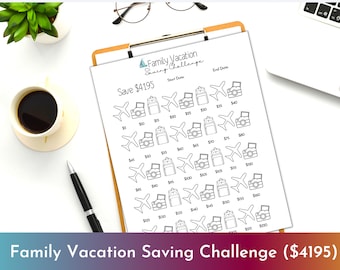 Vacation Savings Challenge, Savings Printable, Savings Planner, Saving Challenge Tracker, Vacation Planner Printable