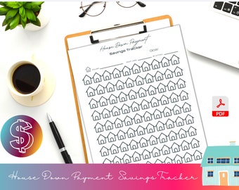 House Savings Tracker Printable, House Down Payment Savings Challenge Money Tracker to Buy Your Dream House