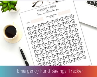 Emergency Savings Challenge Printable, Savings Tracker, Money Challenge Printable to Complete in 100 Days