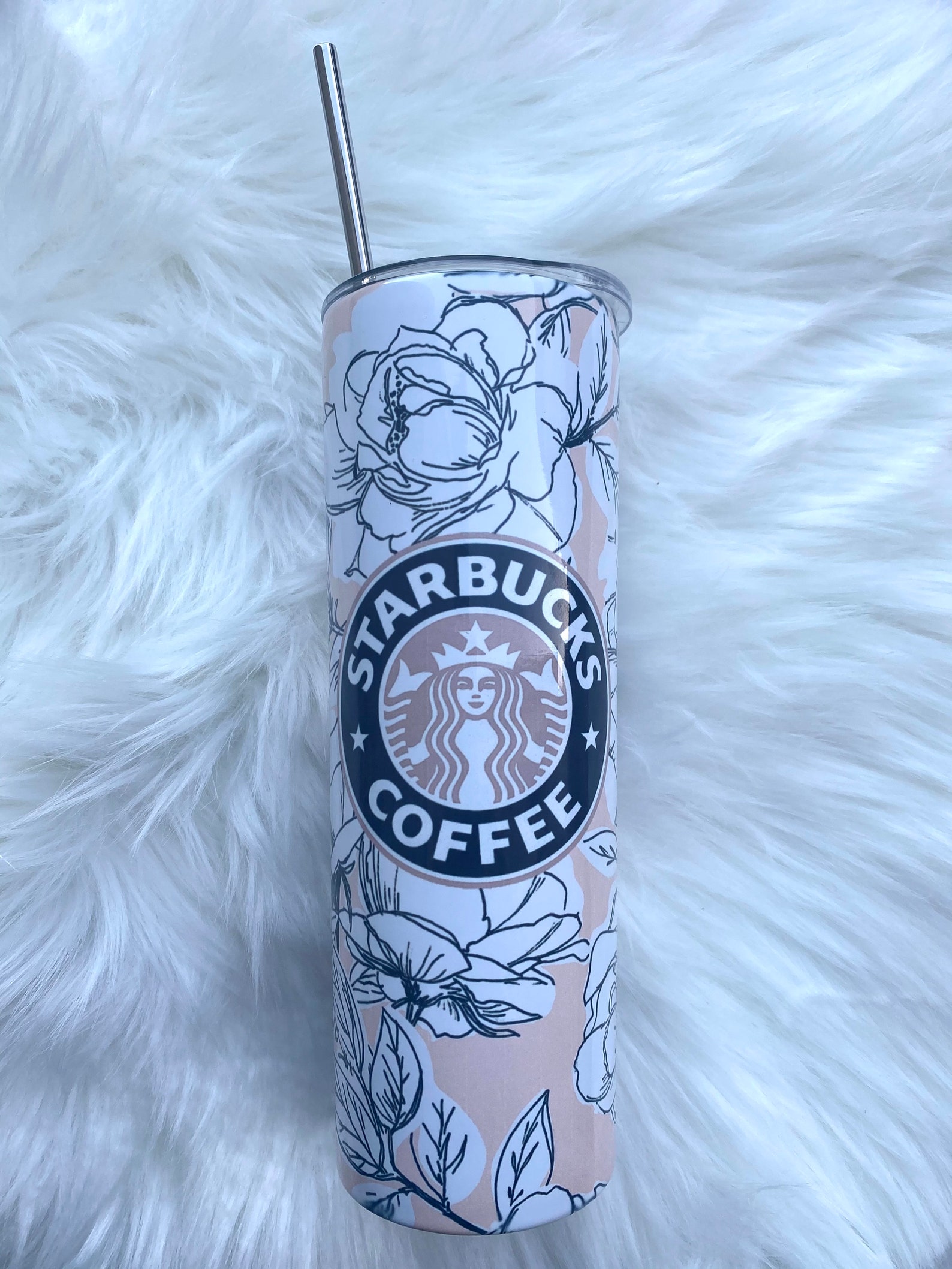 Floral Starbucks Tumbler Etsy