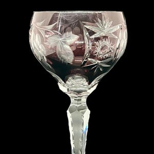 Vintage Nachtmann Amethyst Crystal Hock Wine Glass: Traube Grapes Pattern