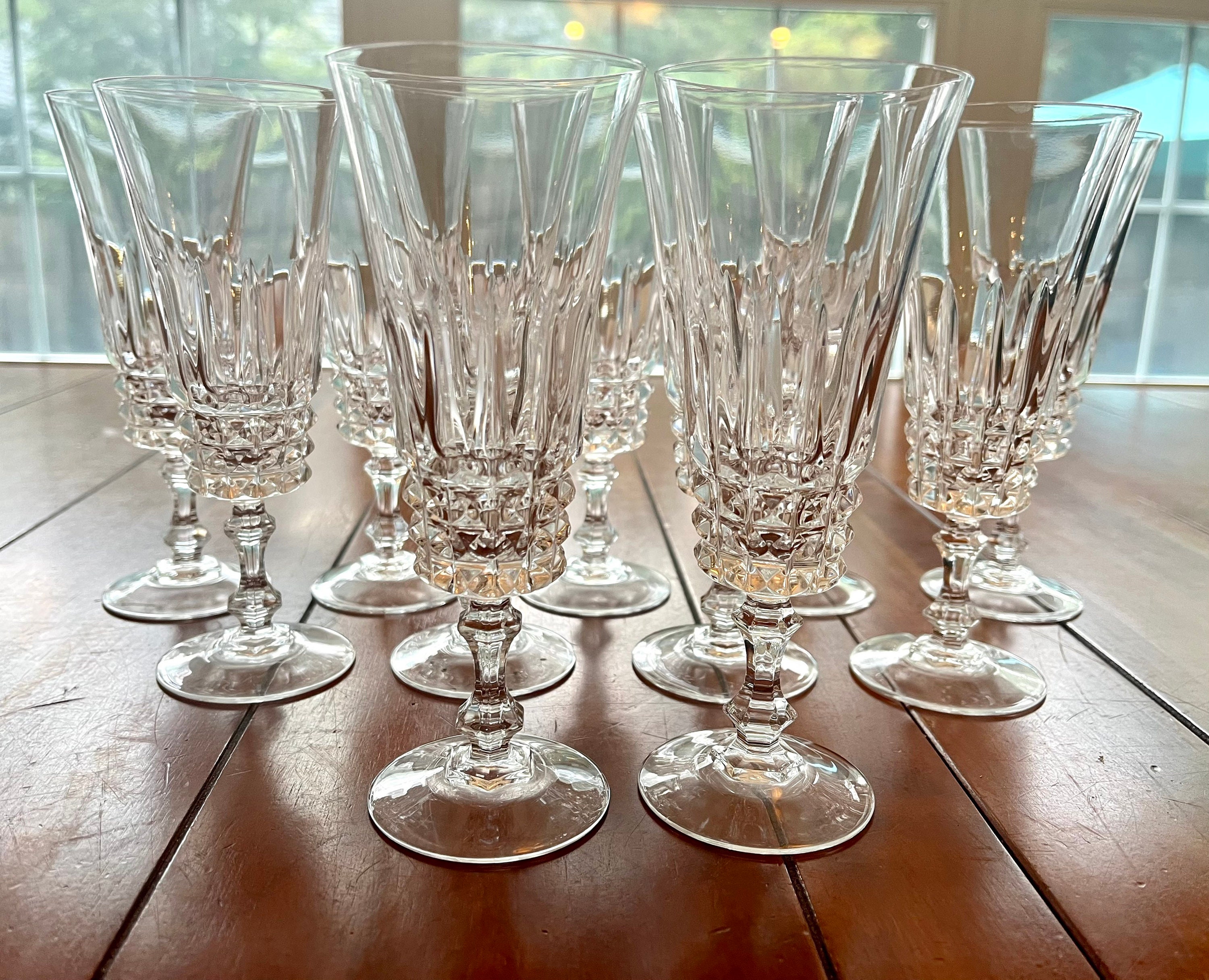 Set of 6 Crystal D'arques Durand Champagne Flutes/vintage