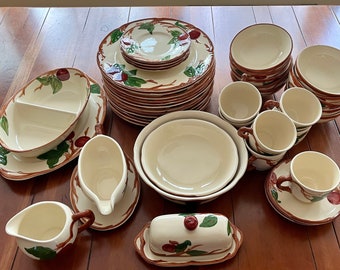 VINTAGE | Franciscan Apple Earthenware | Red Apples Green Leaves | Various Pieces | Made in USA | TV Mark | 1960s