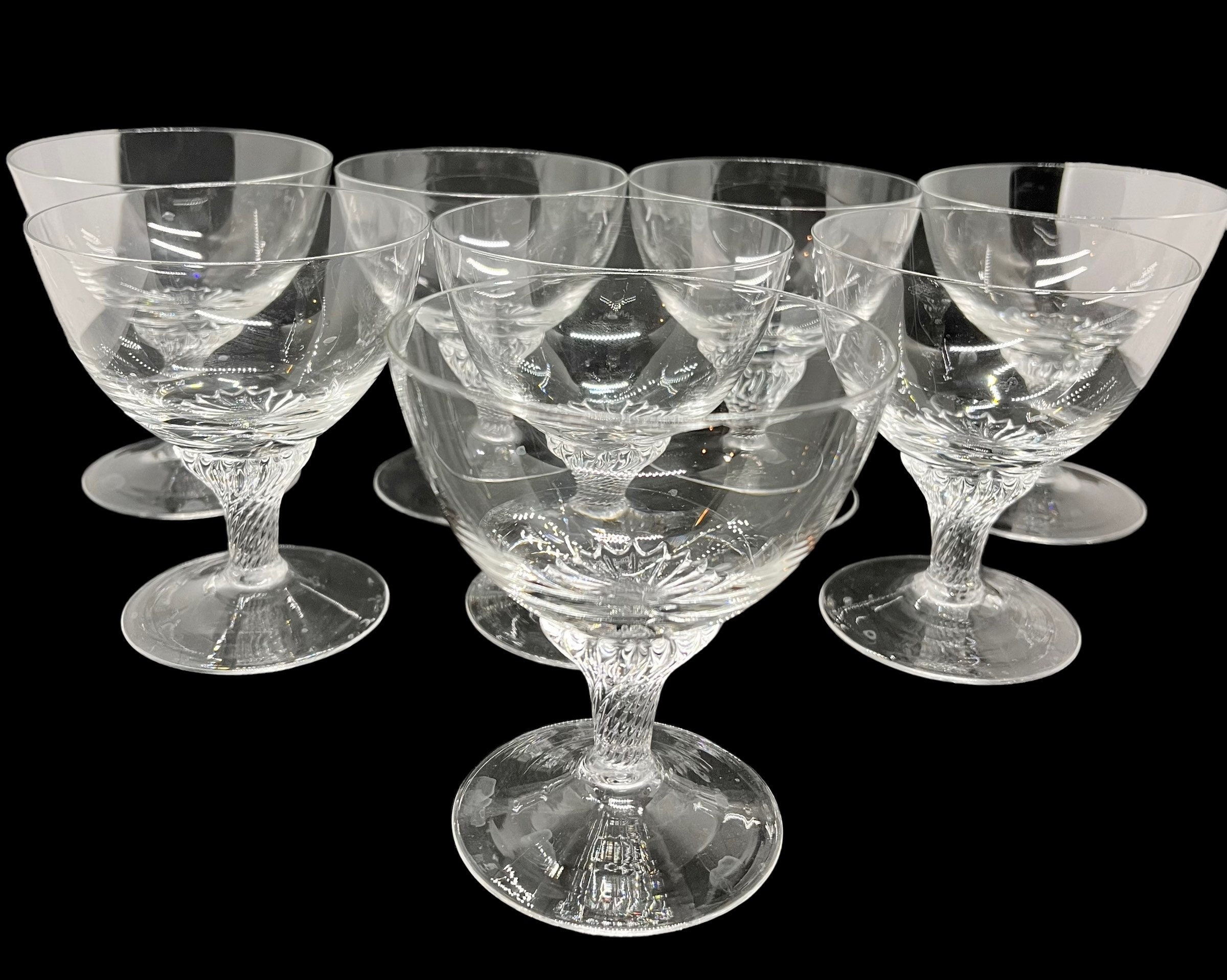 Set of 8 or 6 Crystal Starglow Liquor Cocktail Glasses by Libbey