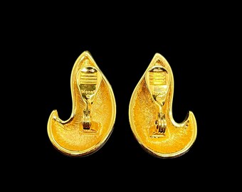 Boucles D'oreilles Clips Vintage MARQUE MONET - Doré, Alliage, Pierres, Très Bon état