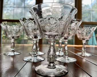 アメリカヴィンテージ Fostoria Glass クリーマー&シュガー Set of American Clear Open Sugar and Creamer by Fostoria