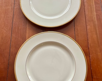 VINTAGE | ONE Lenox Mansfield Fine China Dinner Plate | Cream w Gold Trim | 10 5/8&quot; D