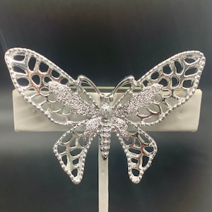 VINTAGE | Sarah Coventry Madame Butterfly Brooch Pin | Silver Tone | 2 1/2" x 1 3/4" | 1971