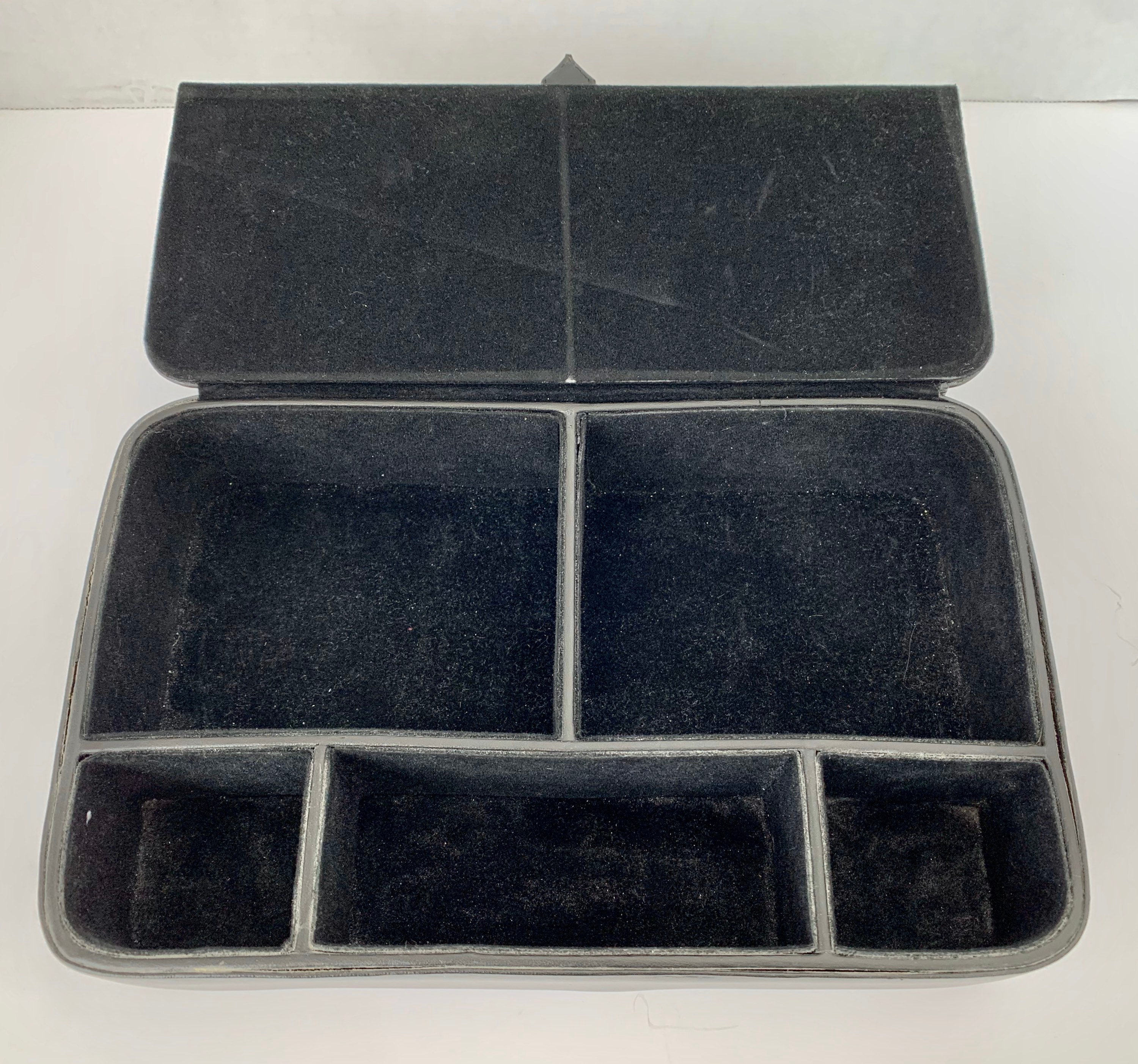 VINTAGE Black Faux Leather Jewelry Box Men's Jewelry Etsy