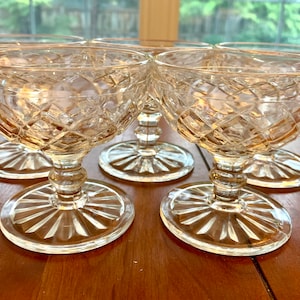 Vintage Anchor Hocking Champagne Glasses: Waterford Waffle Pattern, Set of 5