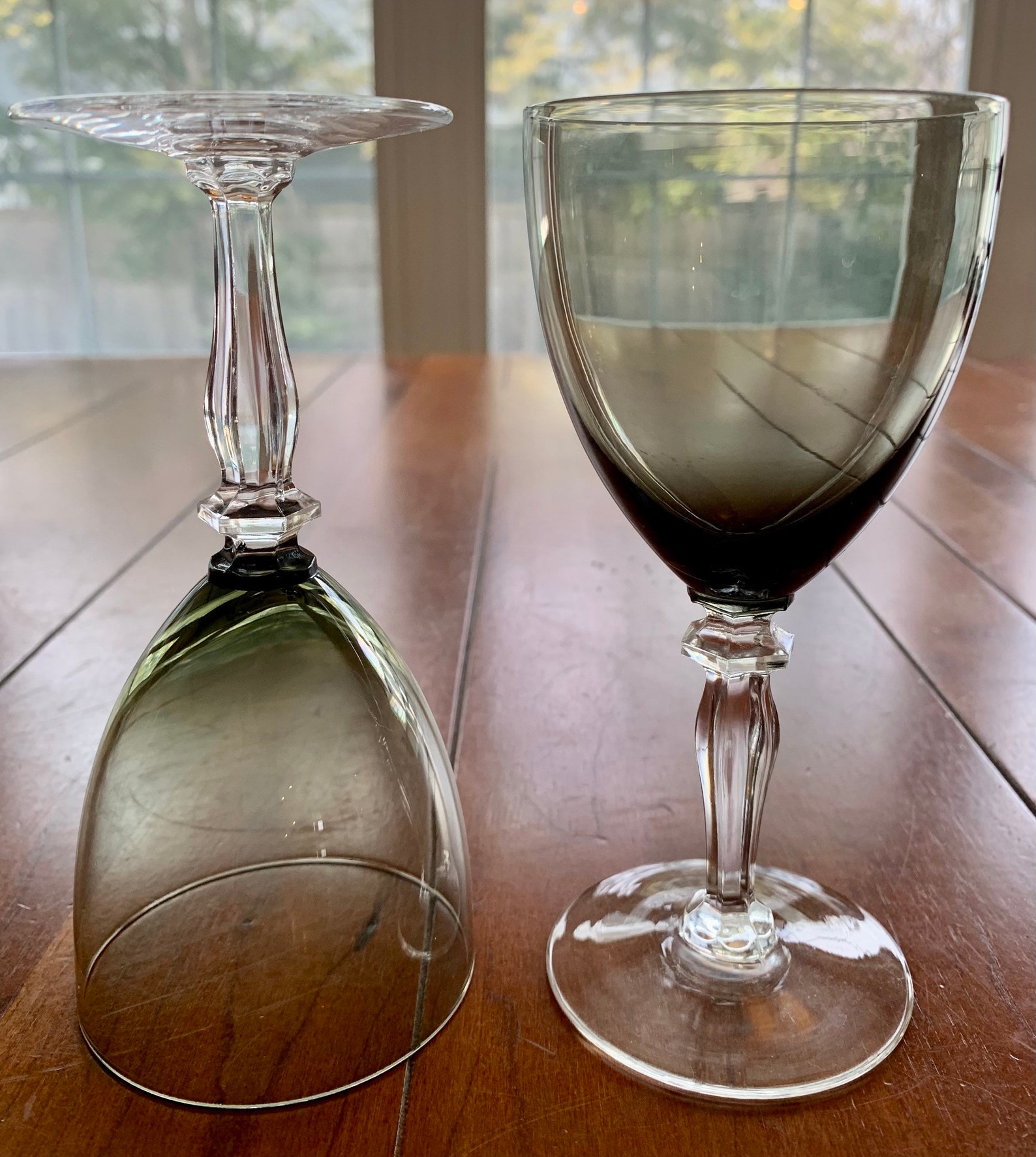 VINTAGE Celebrity Japan Wine Glasses Smoky Bowl Clear Etsy