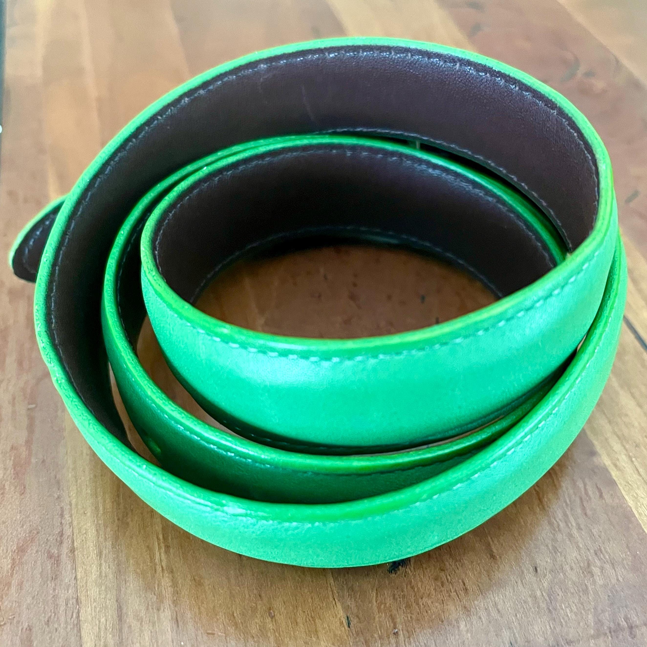 Vintage Coach Green Leather Belt With Silver Buckle (size  display picture 1