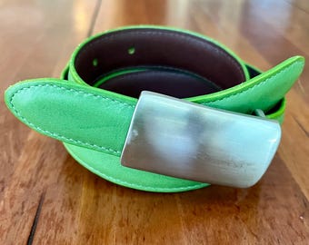 Vintage Coach Green Leather Belt With Silver Buckle (size  display picture 3