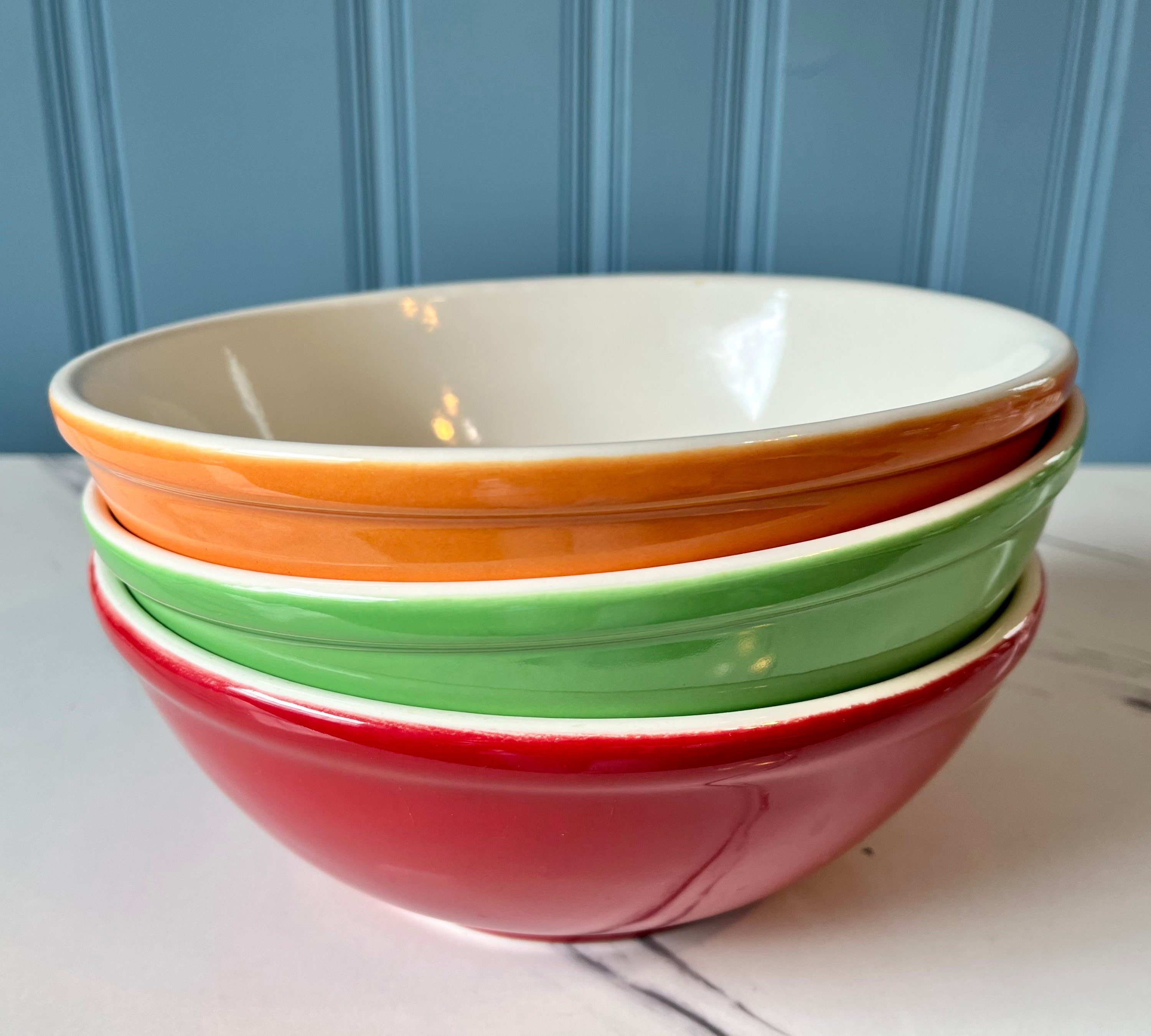VINTAGE | Molly Stone Designs Vitrified Ceramic Bowls | Red