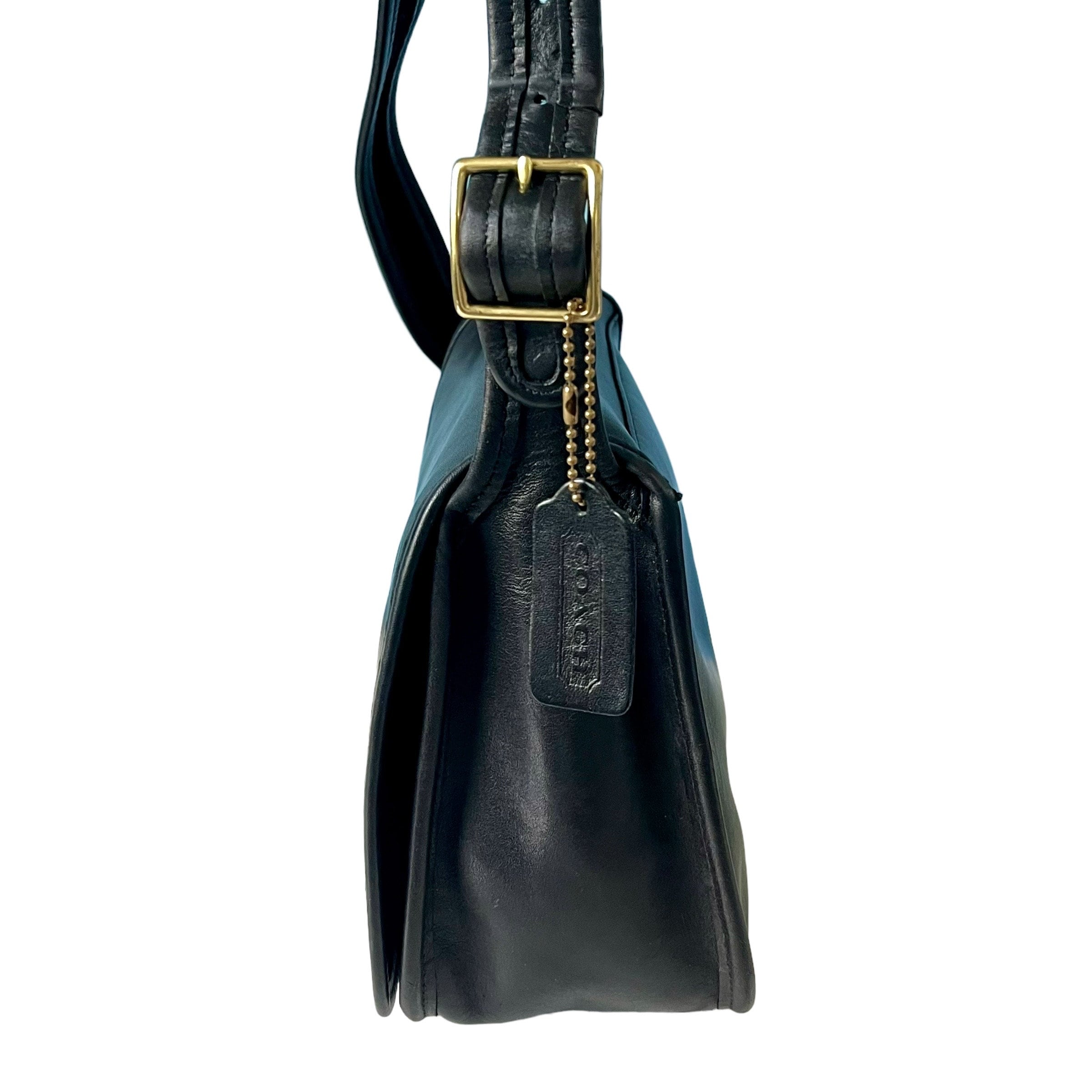 Vintage 1999 Coach Classic Black Leather Shoulder Bag - Etsy