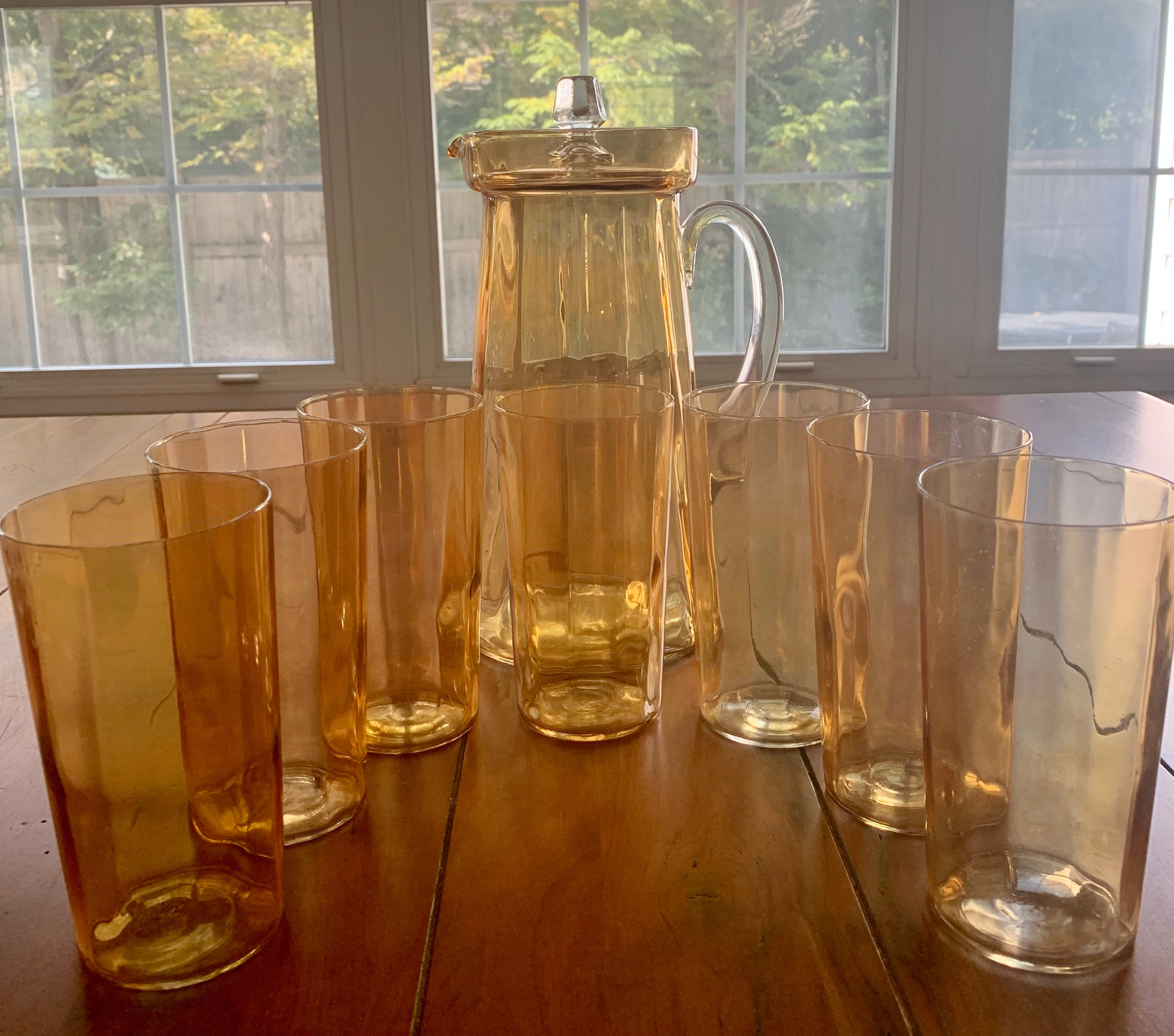 VINTAGE 1920s Lemonade Set Pitcher with Lid & 7 Glasses Etsy