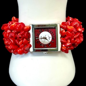 Aria Womens 925 Sterling Silver Quartz Watch Stone Bezel Red Brocade New Battery Aria Wristwatches for sale | eBay main image 3