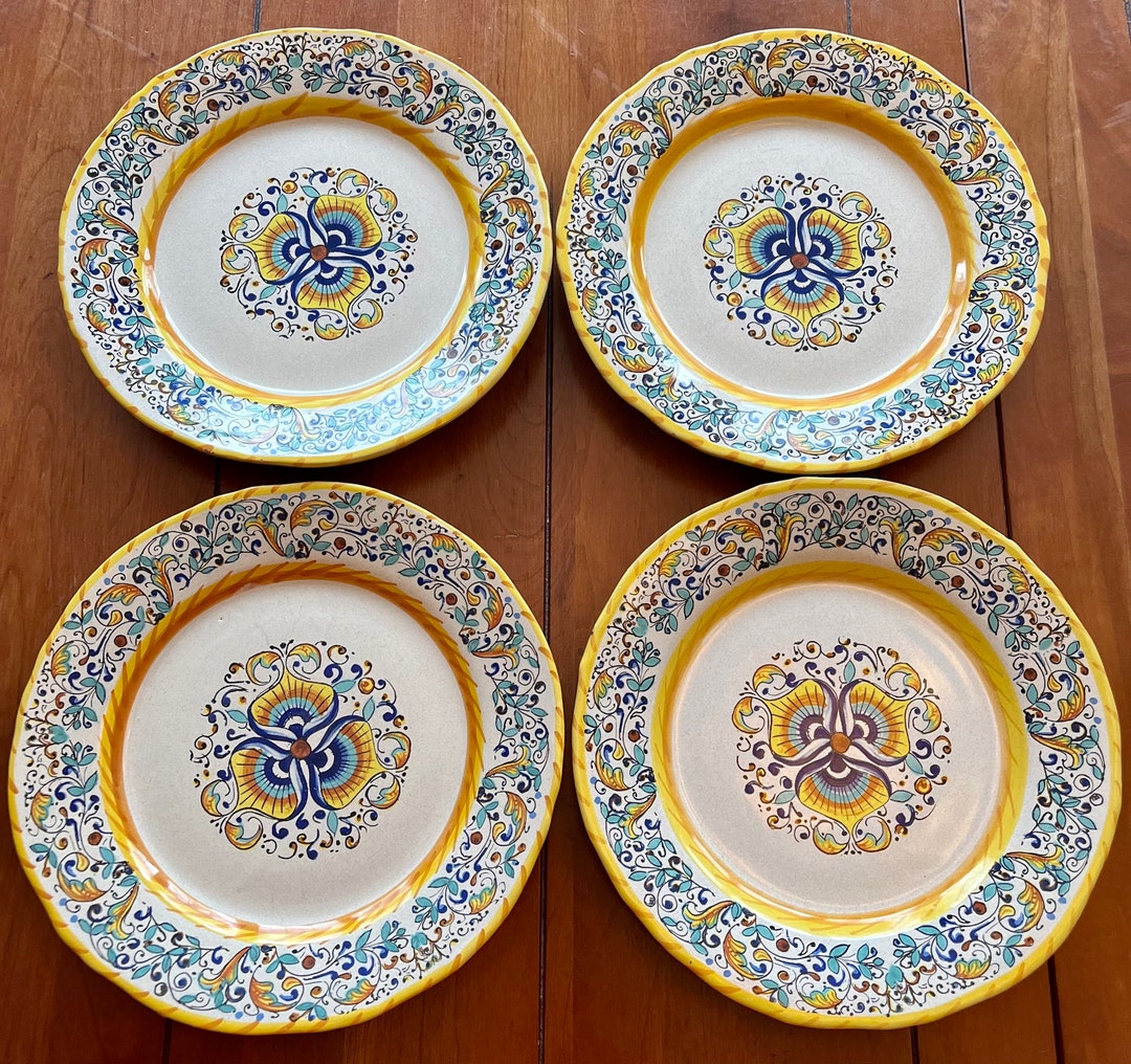 VINTAGE Meridiana Ceramiche Salad Plates Set of 4 Italian Pottery Hand