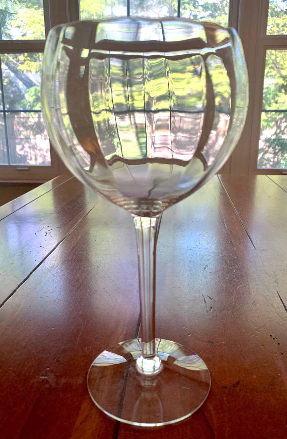 VINTAGE Set of 7 XLarge Clear Balloon Wine Glasses Optic Etsy