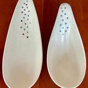 VINTAGE | MCM Metlox Poppytrail Confetti Serving Dishes | Set of 2 | 1950s California | Gravy Boat | Celery Dish