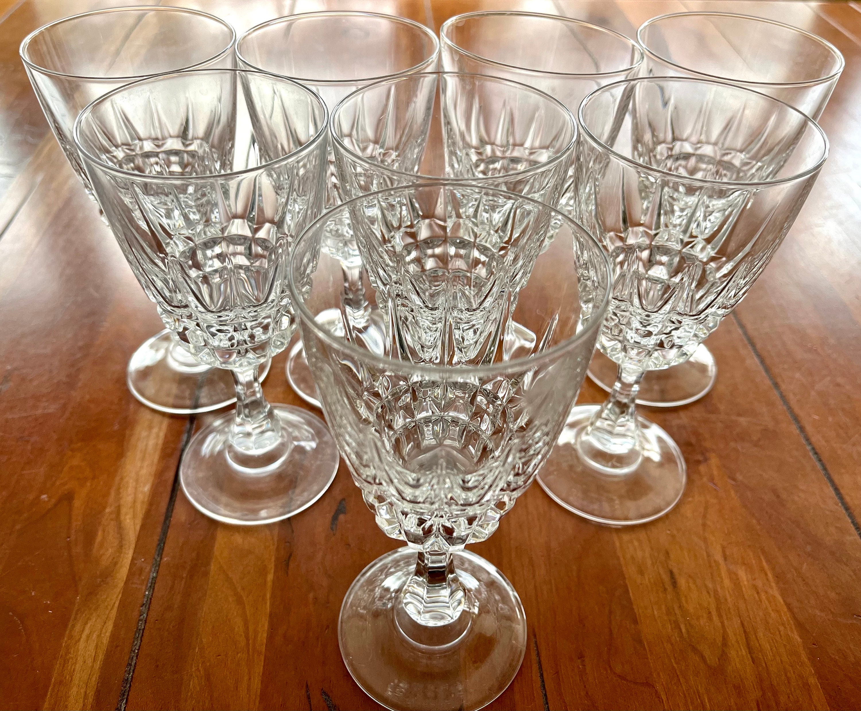 Set of (8) REIDEL Cut Crystal York Pattern Wine Glasses