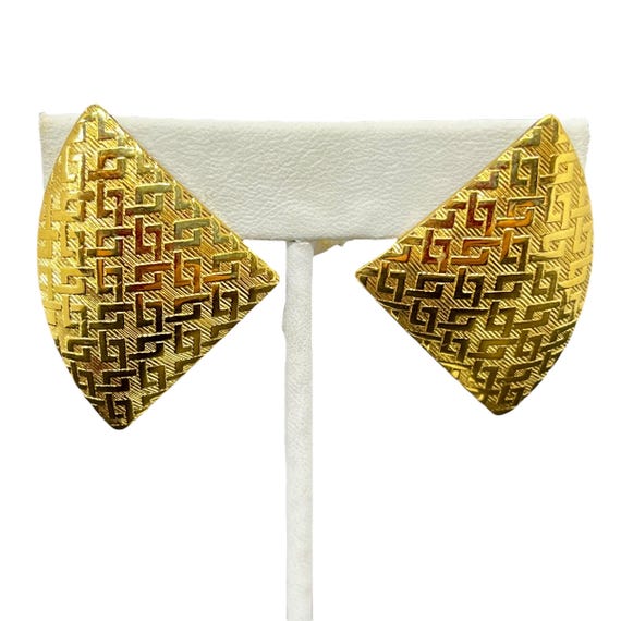 Trifari Gold-Tone Woven Fan Hair Clip Crown Trifari Vintage Gold and Pearl Art Deco Fan Clip-on  main image 4