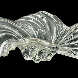VINTAGE | Mikasa Belle Epoque Crystal Clear Glass Bowl | Swirl Pattern | Ruffled Rim | Germany | 12.5&quot; D
