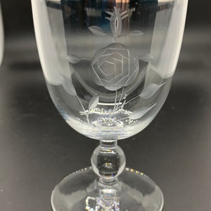 VINTAGE | Reizart Crystal Miramar Water Goblets | Platinum Trim | Cut Rose Flower | Ball Stem | 10 oz