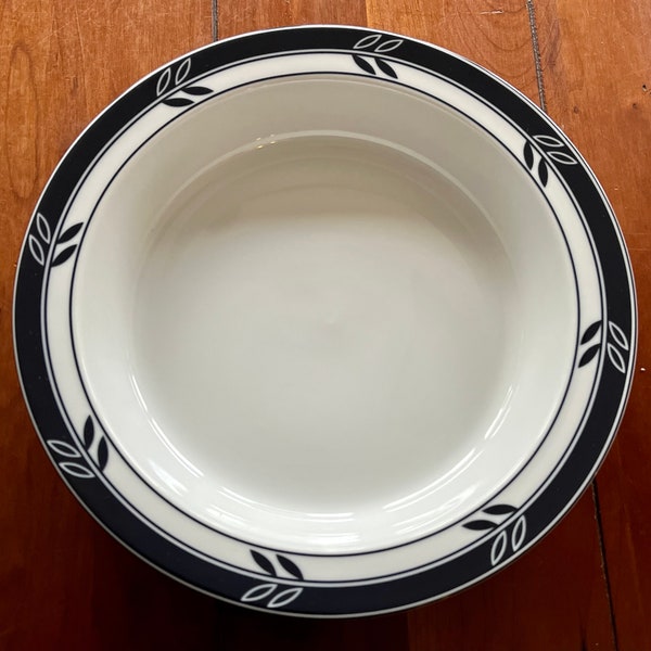 VINTAGE | Dansk Bistro Allegro Blue Accent Soup Salad Bowl | 8" Diameter | Made in Thailand