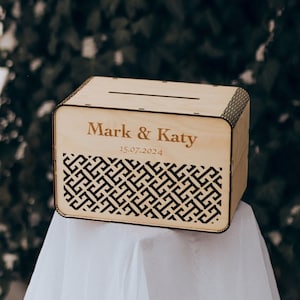 Scatola nuziale per carte, scatola per carte in legno con slot, scatola per buste nuziali, scatola regali, decorazioni personalizzate per matrimoni, scatola per carte in legno per regali per gli ospiti