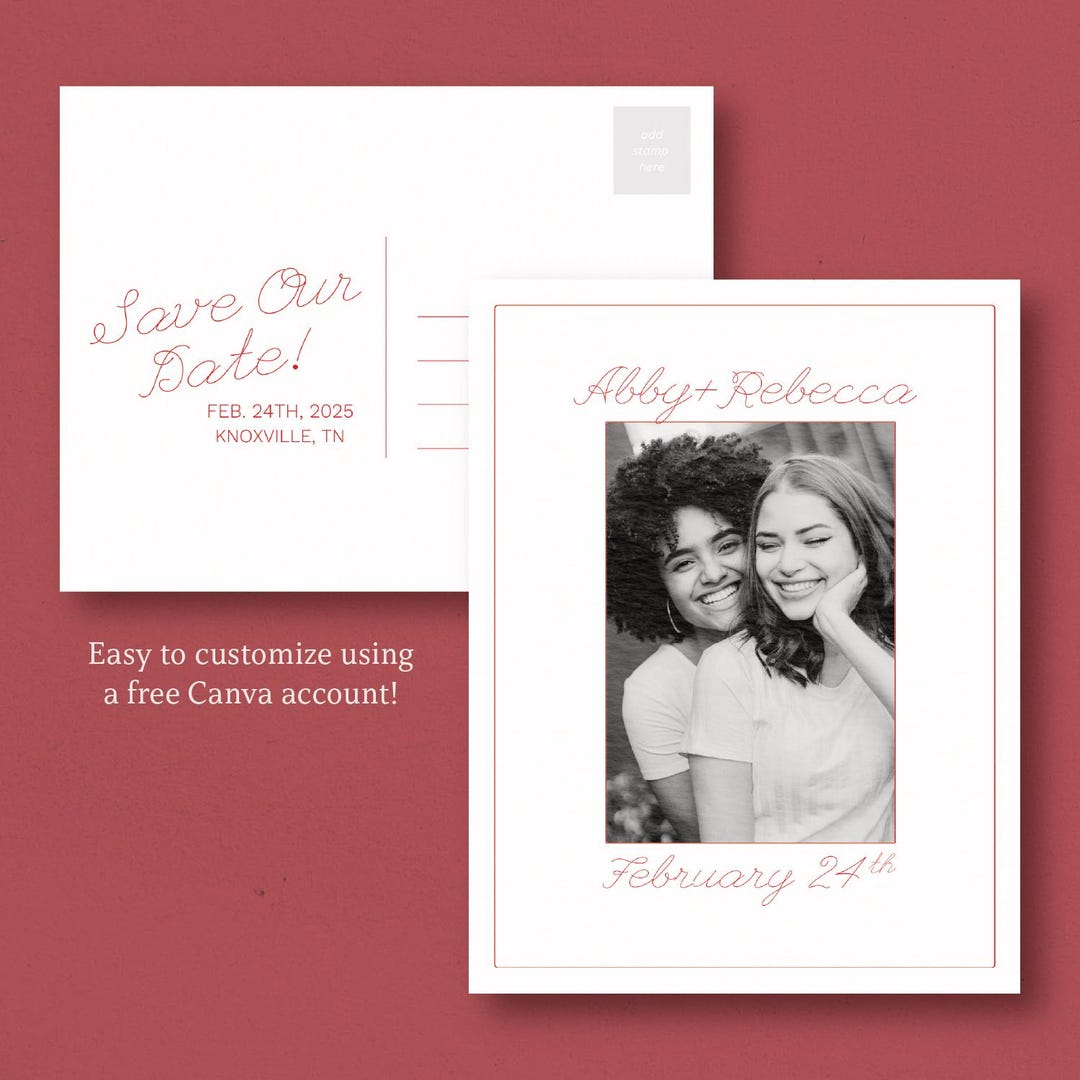 Scrolling Cursive Date Casual Cursive Save the Date Postcard - Save Our Date Postcard Template ...