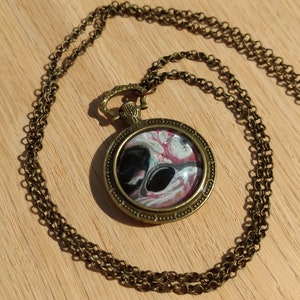 Antique Gold Pocket Watch Acrylic Pour Necklace
