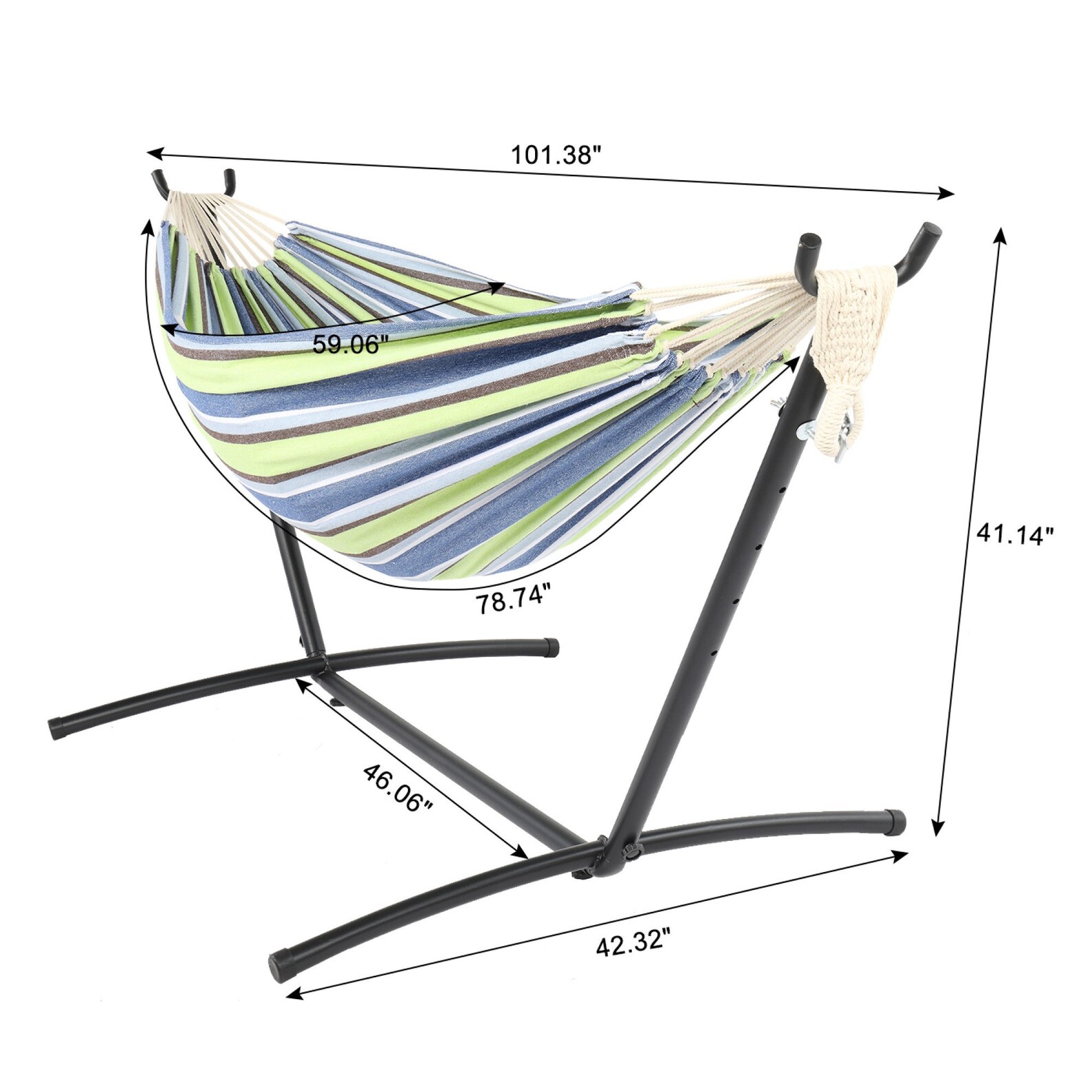 Black Steel Pipe Hammock Frame Come With Natural Rope Etsy