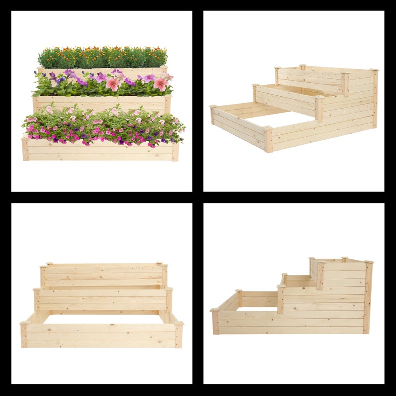 3-Tier Ground Wooden Planter Box