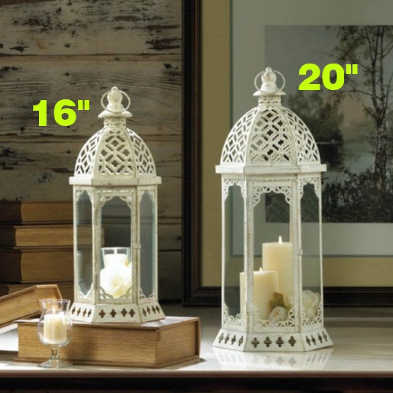 Vintage-Look Distressed Candle Lantern 16 inches