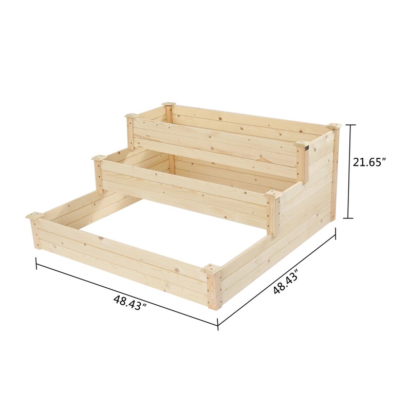 3-Tier Ground Wooden Planter Box
