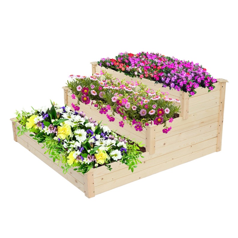 3-Tier Ground Wooden Planter Box