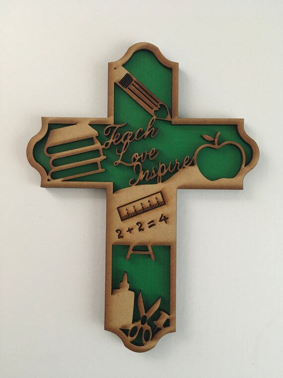 Wooden Laser Cut Teacher Cross School Teaching - Etsy