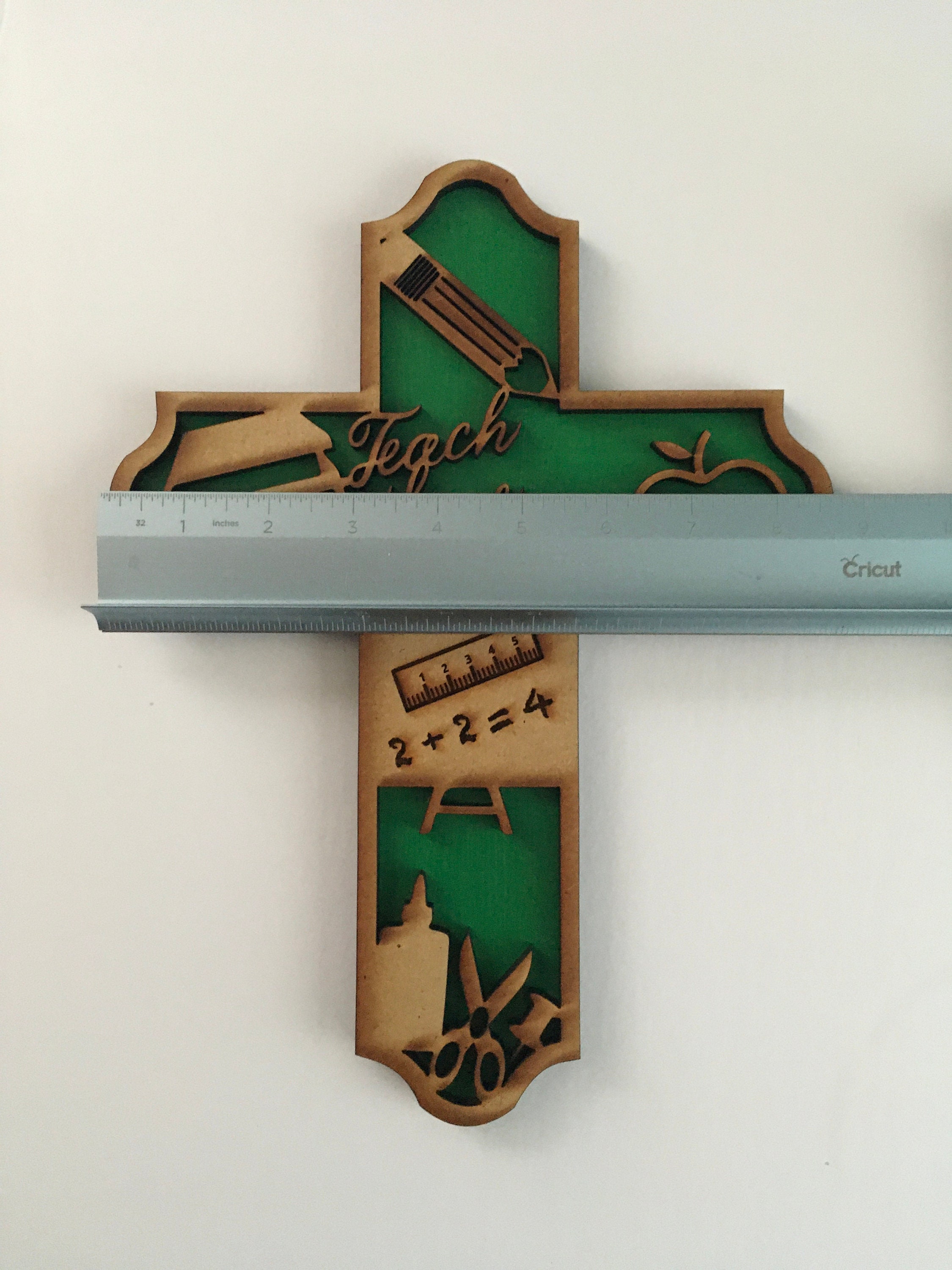 Wooden Laser Cut Teacher Cross School Teaching | Etsy