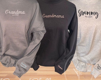 Personalized Embroidered Grandparent Sweatshirt | Custom Names on Sleeve