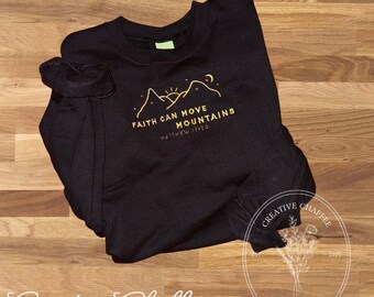 Embroidered 'Faith Can Move Mountains' Christian Sweatshirt