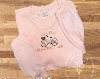 Embroidered Bike Sweatshirt: Customizable Crewneck, Cycling Gift