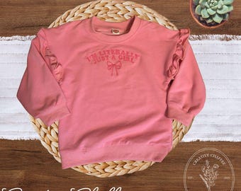 Ruffled Crewneck for Toddlers, I'm literally just a girl with adorable bow
