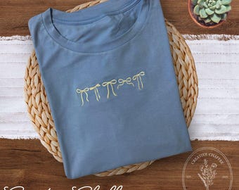Embroidered Bows Bella Canvas T-Shirt, Customizable Colors
