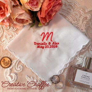 Custom Embroidered Wedding Handkerchief: Mother of Bride Gift