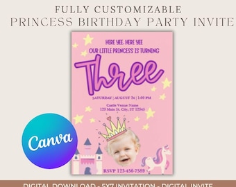 Classic Princess Birthday Invitation, any age (Digital Download 5x7" Printable)