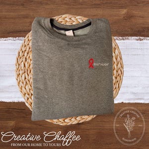 Embroidered Cancer Survivor Crewneck: Awareness Ribbon, Choose Your Color